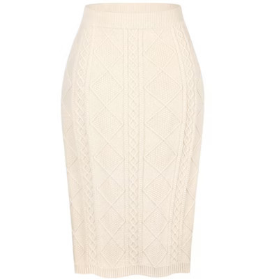 INSPIRE CHIC Women's Ribbed Elastic High Waist Stretchy Pencil Casual Sweater Midi Skirt Beige X-Large | Target