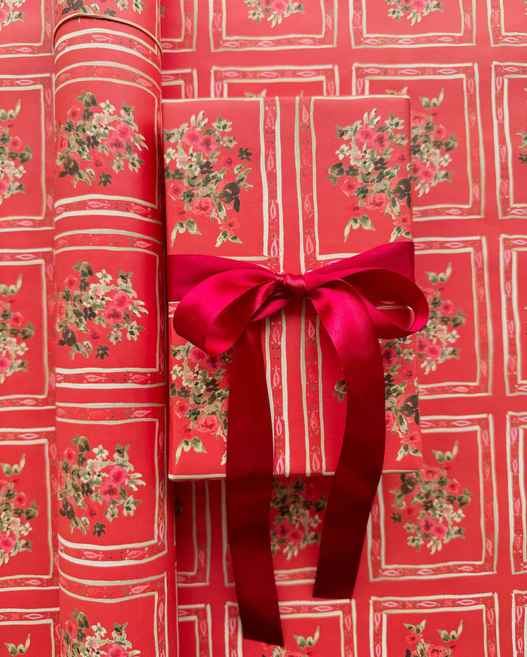 Wrapping Paper: Scarlet Brocade Floral gift Wrap, Birthday, Holiday, Christmas - Etsy | Etsy (US)
