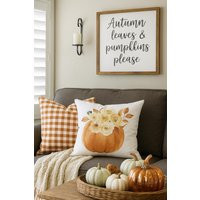 Pumpkin Floral Pillow Cover - Fall Farmhouse Throw Pillow, Rustic Autumn Cushion, Thanksgiving Home Decor Accent | Etsy (US)