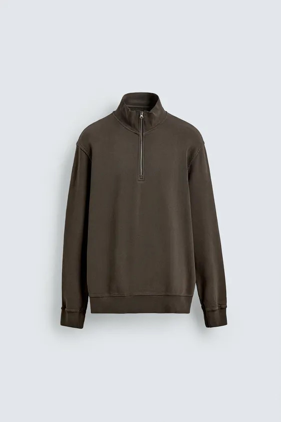 WASHED QUARTER-ZIP SWEATSHIRT | Zara UK
