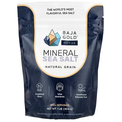 Baja Gold Salt Co., Mineral Sea Salt, Natural Grain, 1 lb (454 g) | iHerb
