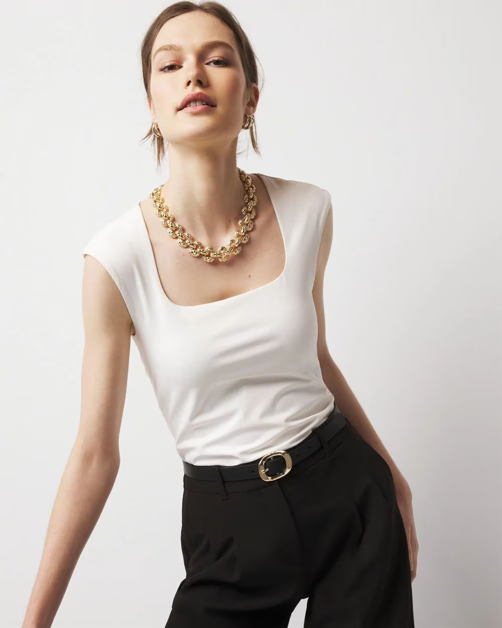 WHBM FORME™ All Ways Stretch Square Neck Top | White House Black Market