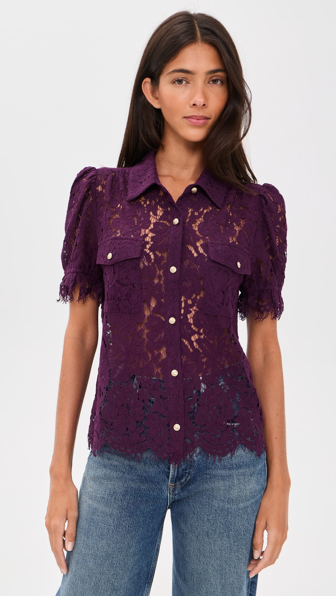 Mikaelle Lace Button Down Shirt | Shopbop