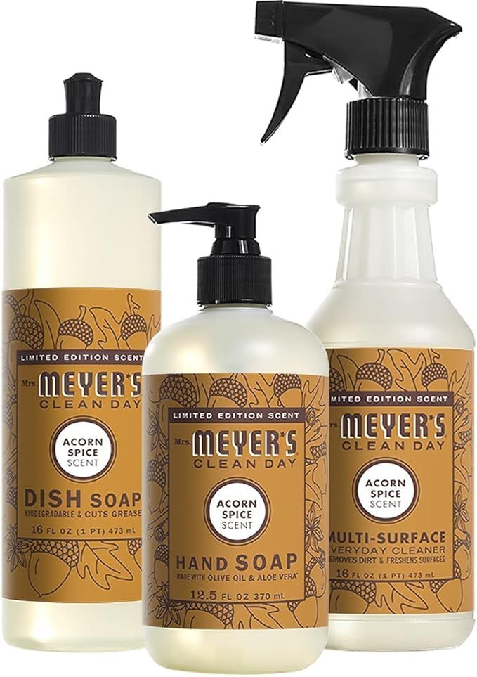 Mrs. Meyer's Acorn Spice Kitchen Set Variation, Includes, 1 Hand Soap, 1 Dish Soap, and 1 Multi S... | Amazon (US)