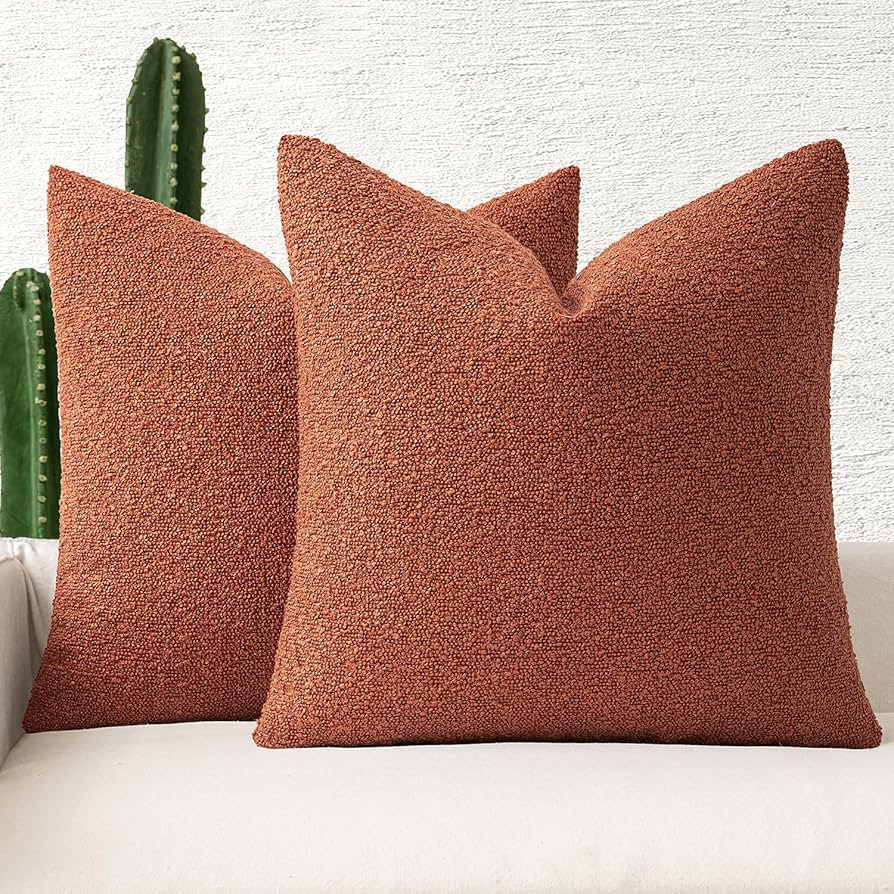 MIULEE Set of 2 Burnt Orange Fall Throw Pillow Covers 18x18 Inch Decorative Couch Pillow Covers T... | Amazon (US)
