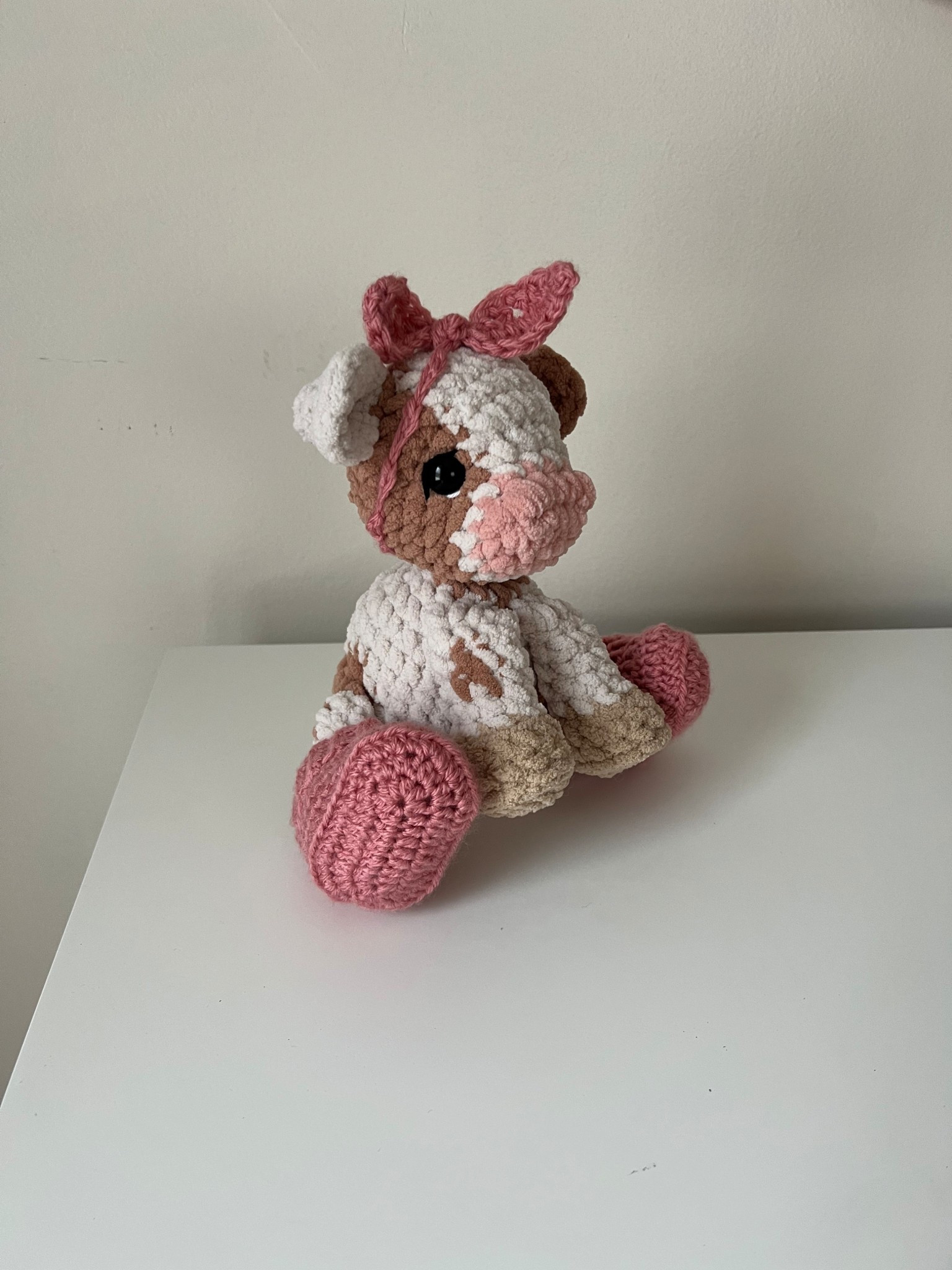 Neutral brown yarn find used for my spots on cow plushie 