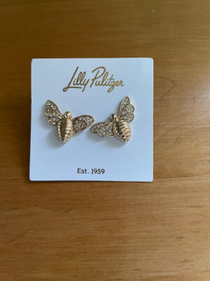 Lilly Pulitzer Bee BEEUTIFUL CRYSTAL PAVE Earrings Stud 7/8" L NWT | eBay US