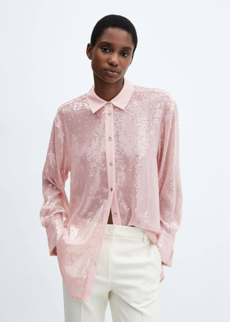 Sequin shirt -  Women | Mango United Kingdom | MANGO (UK)