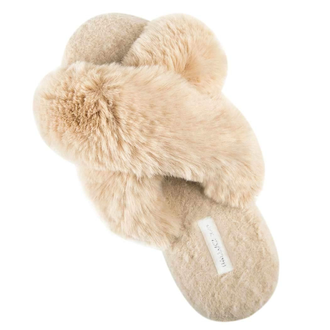 Women's Cross Band Soft Plush Fleece House Indoor or Outdoor Slippers | Amazon (US)