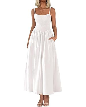 PRETTYGARDEN Women's 2025 Summer Maxi Dresses Beach Sundress Casual Spaghetti Strap Smocked Swing... | Amazon (US)
