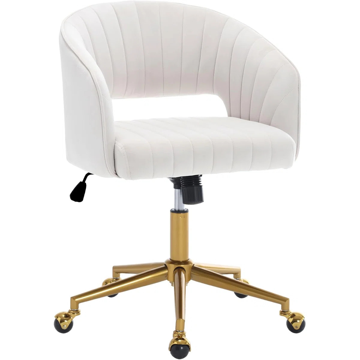 Velvet Desk Chair with Wheels, Home Office Swivel Armchair with Gold Base, Back Incline Adjustabl... | Wayfair North America