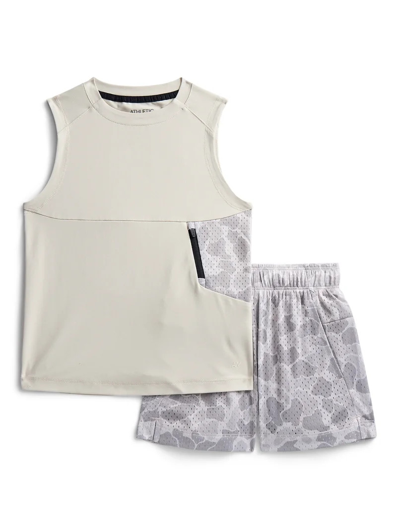 Athletic Works Boys Sleeveless Tank Top and Shorts Set, 2-Piece, Sizes 4-18 | Walmart (US)