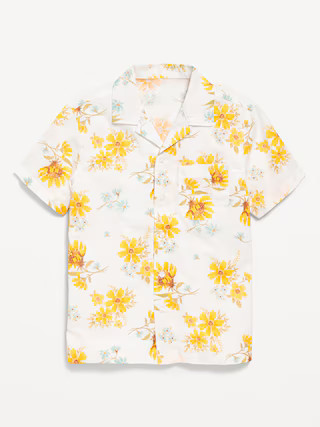 Printed Short-Sleeve Linen-Blend Pocket Shirt for Boys | Old Navy (US)