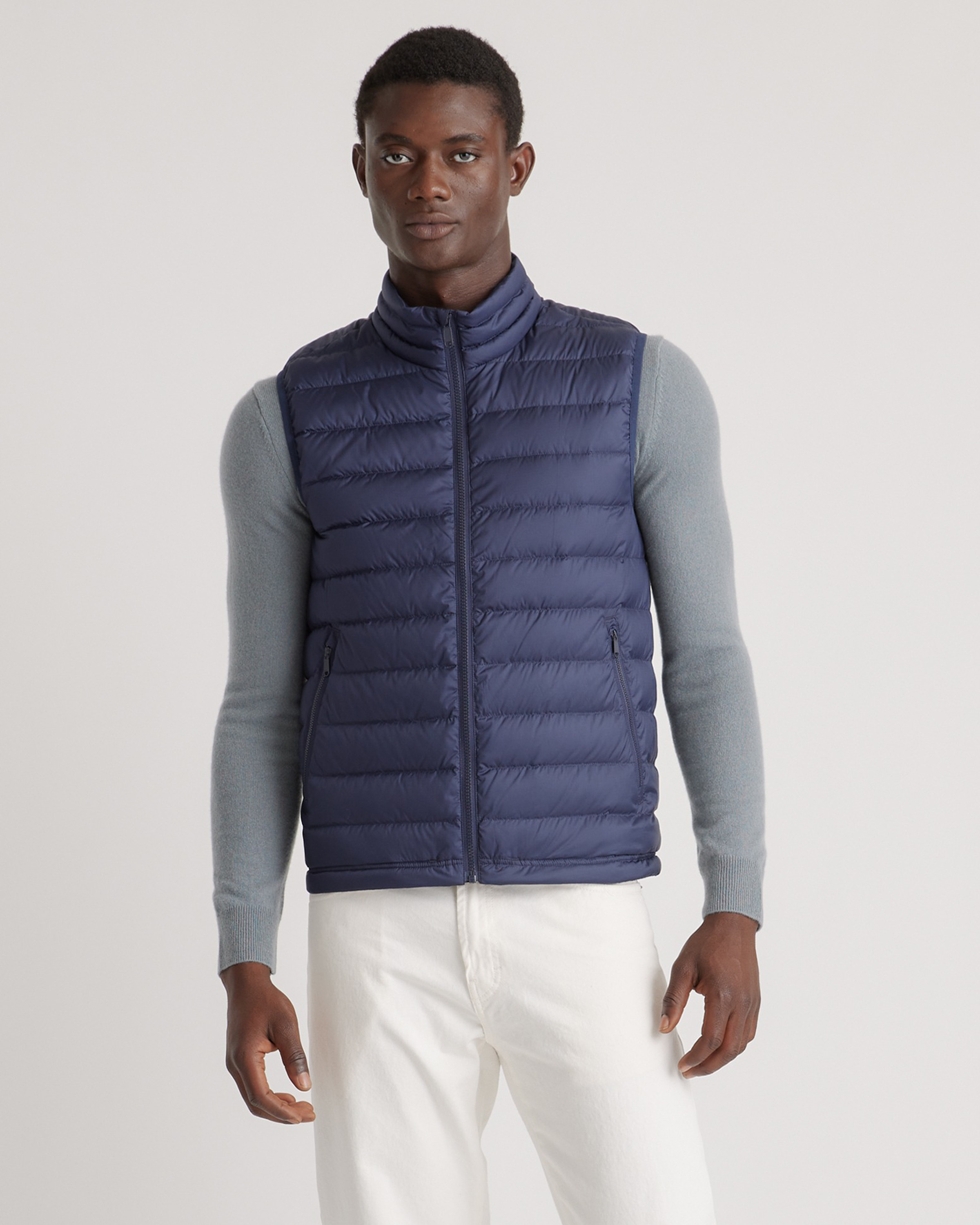 Quince | Men's Lightweight Down Packable Puffer Vest in Navy, Size Large, Recycled Polyester | Quince