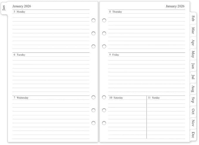 2026 Weekly & Monthly Planner Refill, A5 Medium Planner Inserts for 6 Holes, 5.5"x8.5", Jan. 2026... | Amazon (US)