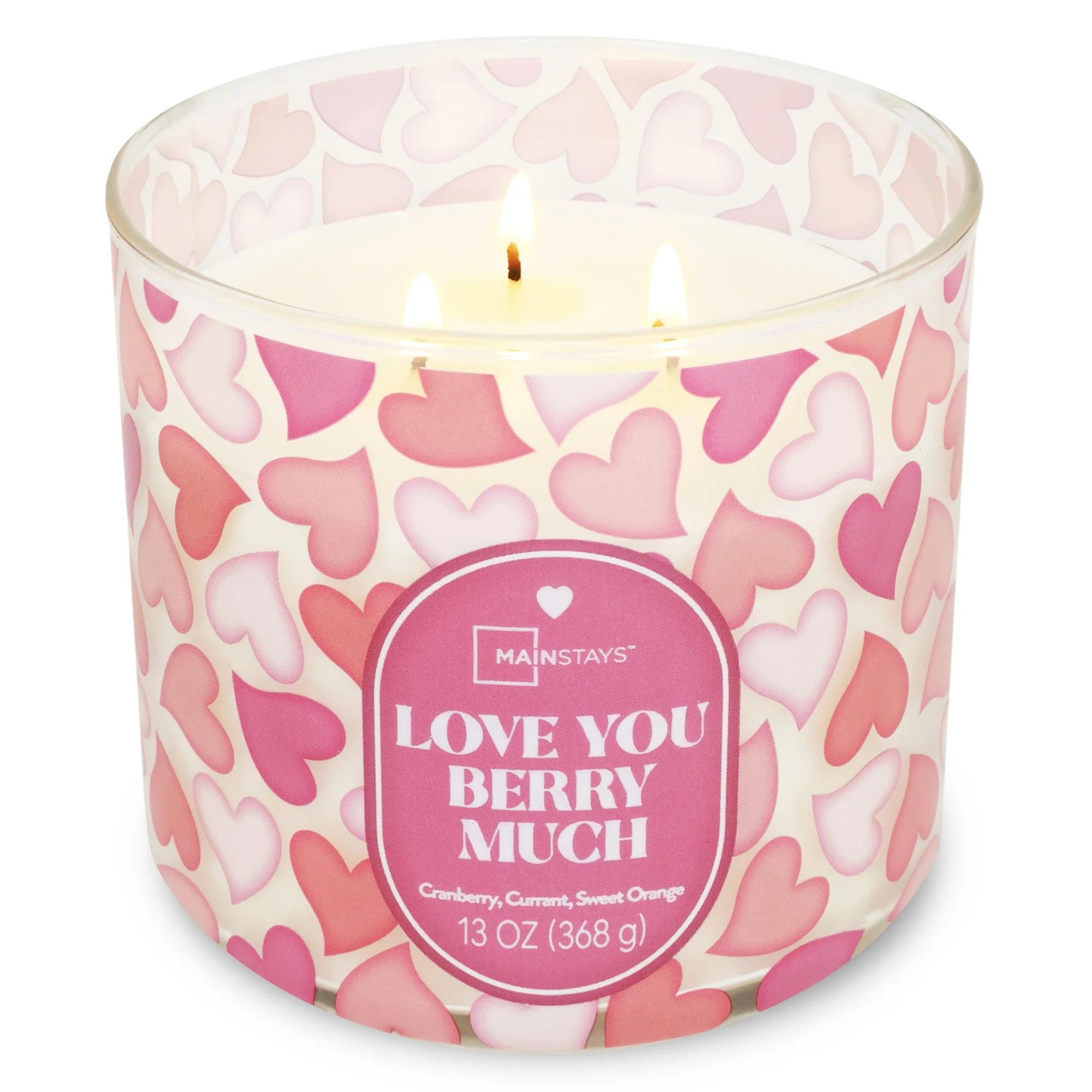 Mainstays 3-Wick Valentine's Themed Candle Love You Berry Much Wrap, 13-Ounce | Walmart (US)