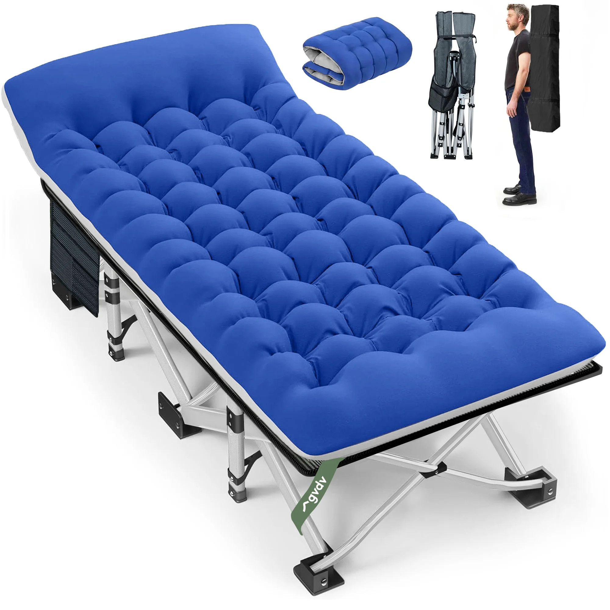 GVDV Folding Camping Cot for Adults with 2 Sided Mattress - 75" x 28" Cot, 1200D Oxford Portable ... | Walmart (US)
