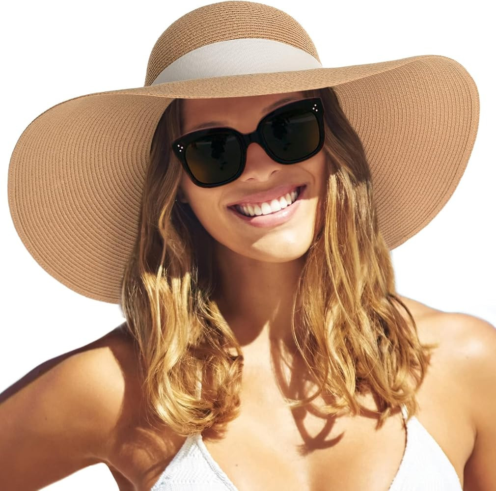 FURTALK Womens Sun Straw Hat Wide Brim Floppy Summer Beach Hats for Women | Amazon (US)