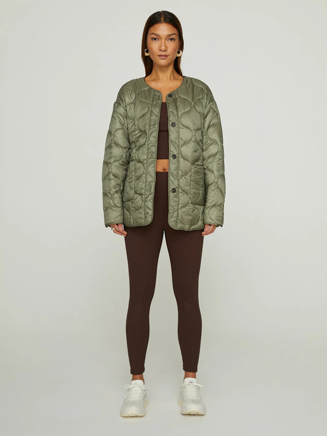 Quilted Jacket - Silvery-Green | Carbon38