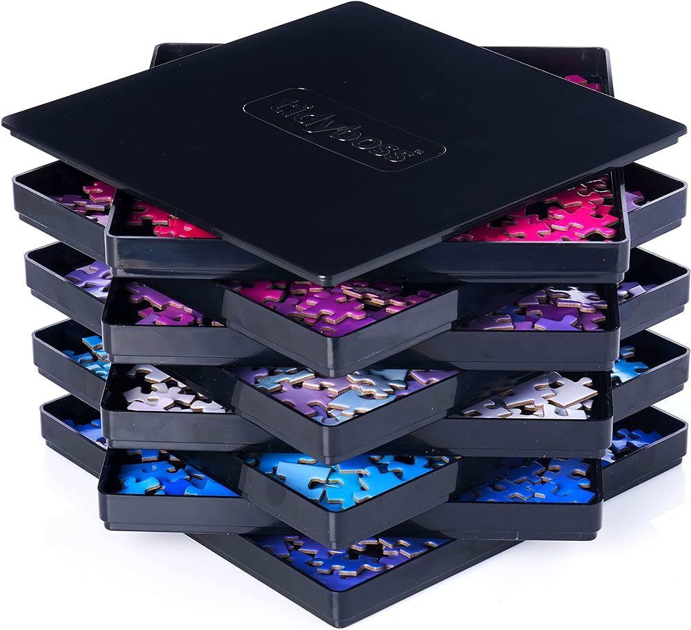 8 Puzzle Sorting Trays with Lid 8" x 8" - Jigsaw Puzzle Accessories Black Background Makes Pieces... | Amazon (US)