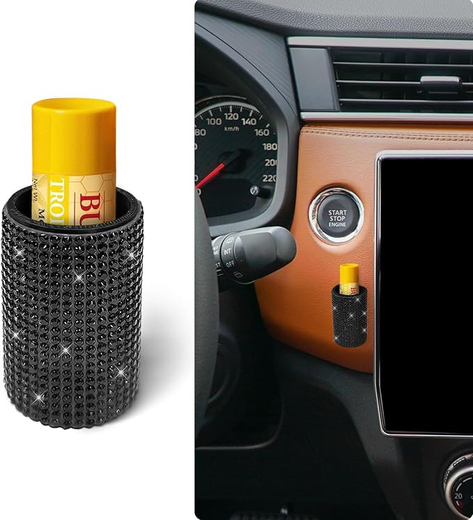 1 Pack Upright Car Chapstick Holder, Bling Insulating Lip Balm Holder,Rhinestone Car Accessories ... | Amazon (US)
