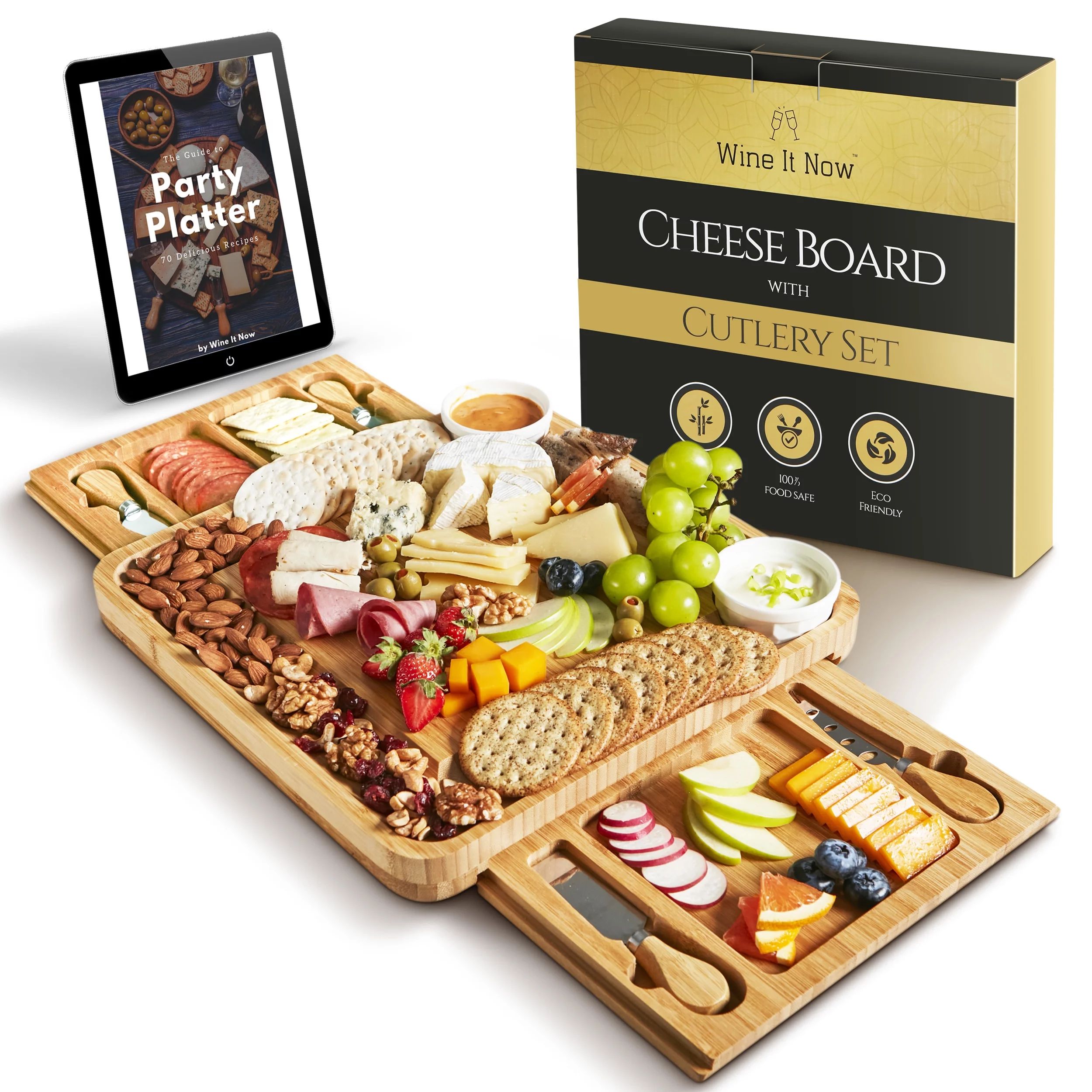 Wine It Now Bamboo Charcuterie Board Set with Slide-Out Drawers and Tools | Walmart (US)