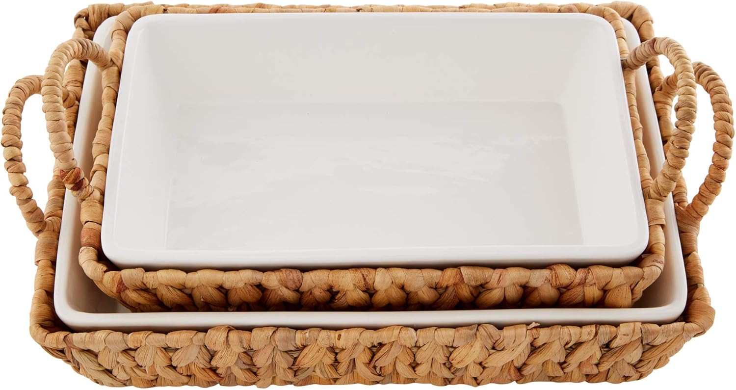 Mud Pie Hyacinth Basket Set, small baker 7" x 11" | large baker 13" x 18 1/2" | Amazon (US)