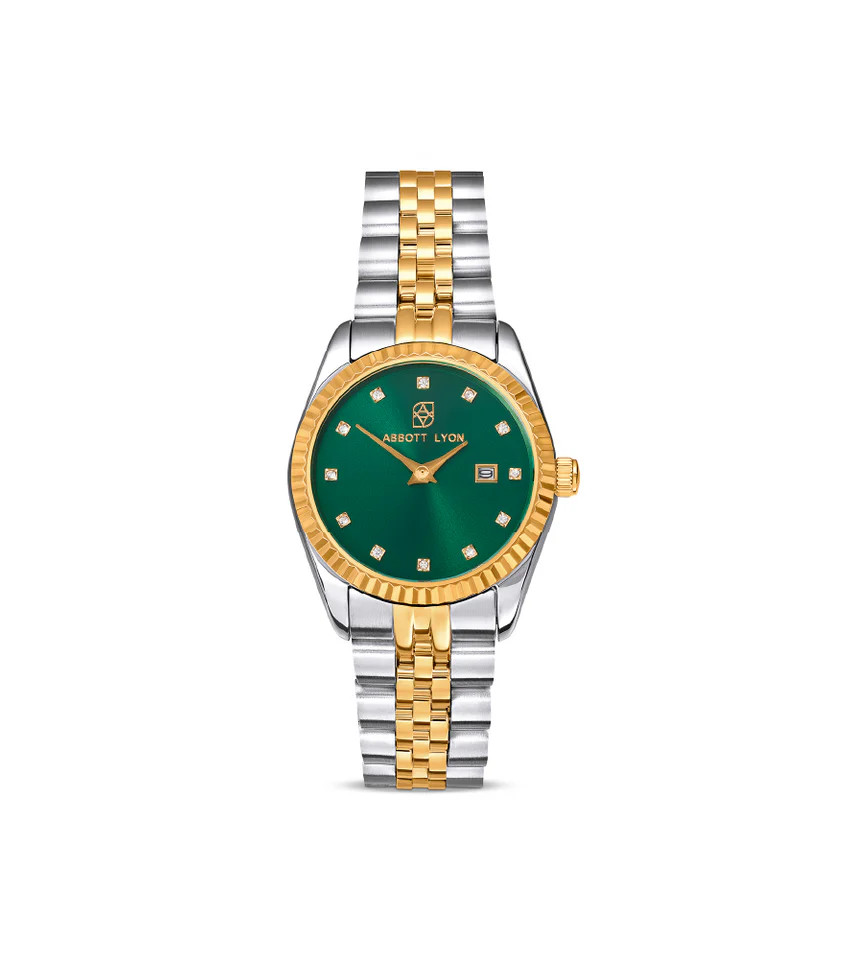 Mini Two Tone Emerald Link Belgravia 30 Watch | Abbott Lyon