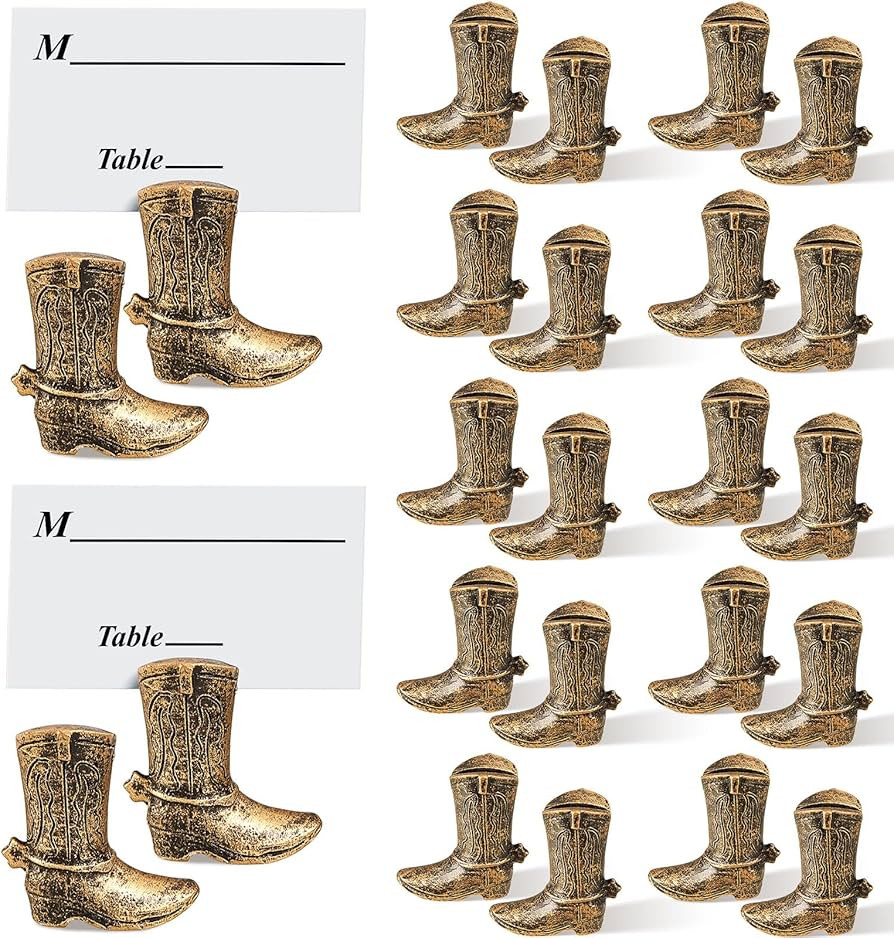 24 Pcs Cowboy Boots Table Card Holder Cute Table Number Holders 1.9 x 1.6'' Alloy Place Photo Sta... | Amazon (US)