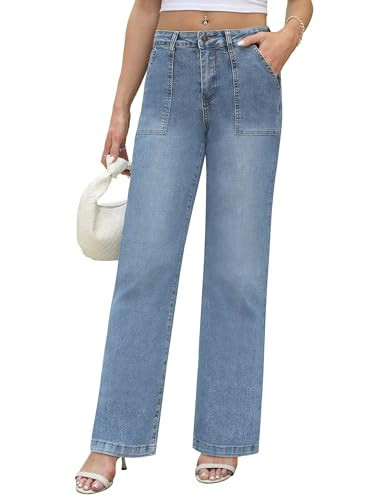LOOKUB Womens Wide Leg Jeans High Waisted Casual 90s Y2K Loose Straight Leg Jeans for Women,Lightblue,US12 | Amazon (US)