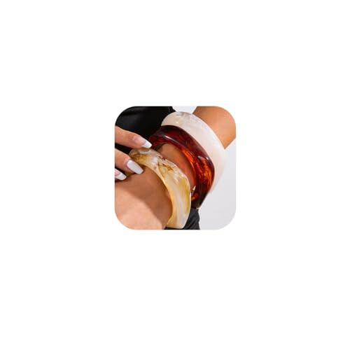MOEEIJEW Acrylic Chunky Bangle Bracelets for Women Wide Resin Bangle Wristband Geometric Statement Bracelet Set Jewelry (Color 3PCS) | Amazon (US)
