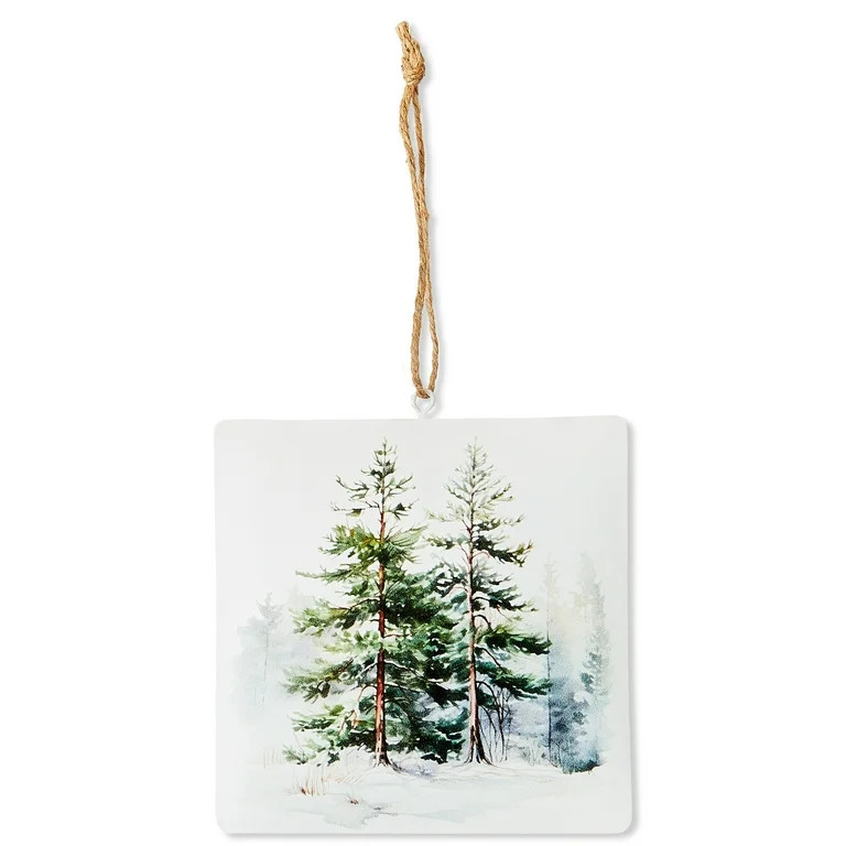 White and Green Metal Trees Christmas Ornament, 4.25", by Holiday Time | Walmart (US)