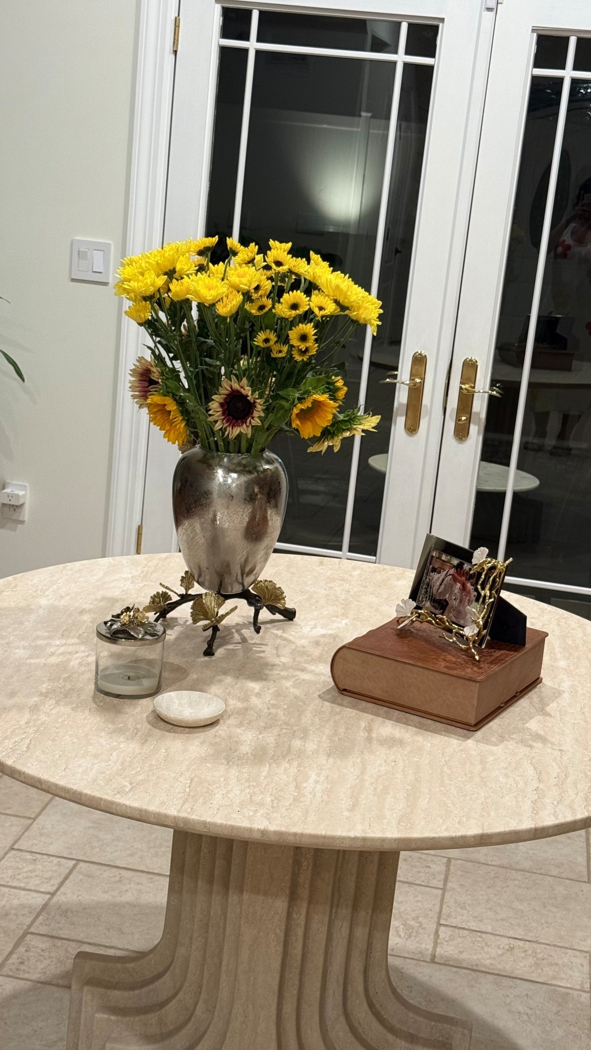 Elevate your home style with this round stone table topped with stunning Michael Aram pieces. Tap to shop these luxe finds and bring the look home. ✨
The exact table is from RH, you can find similaritems below. 

#LTKU #LTKHome