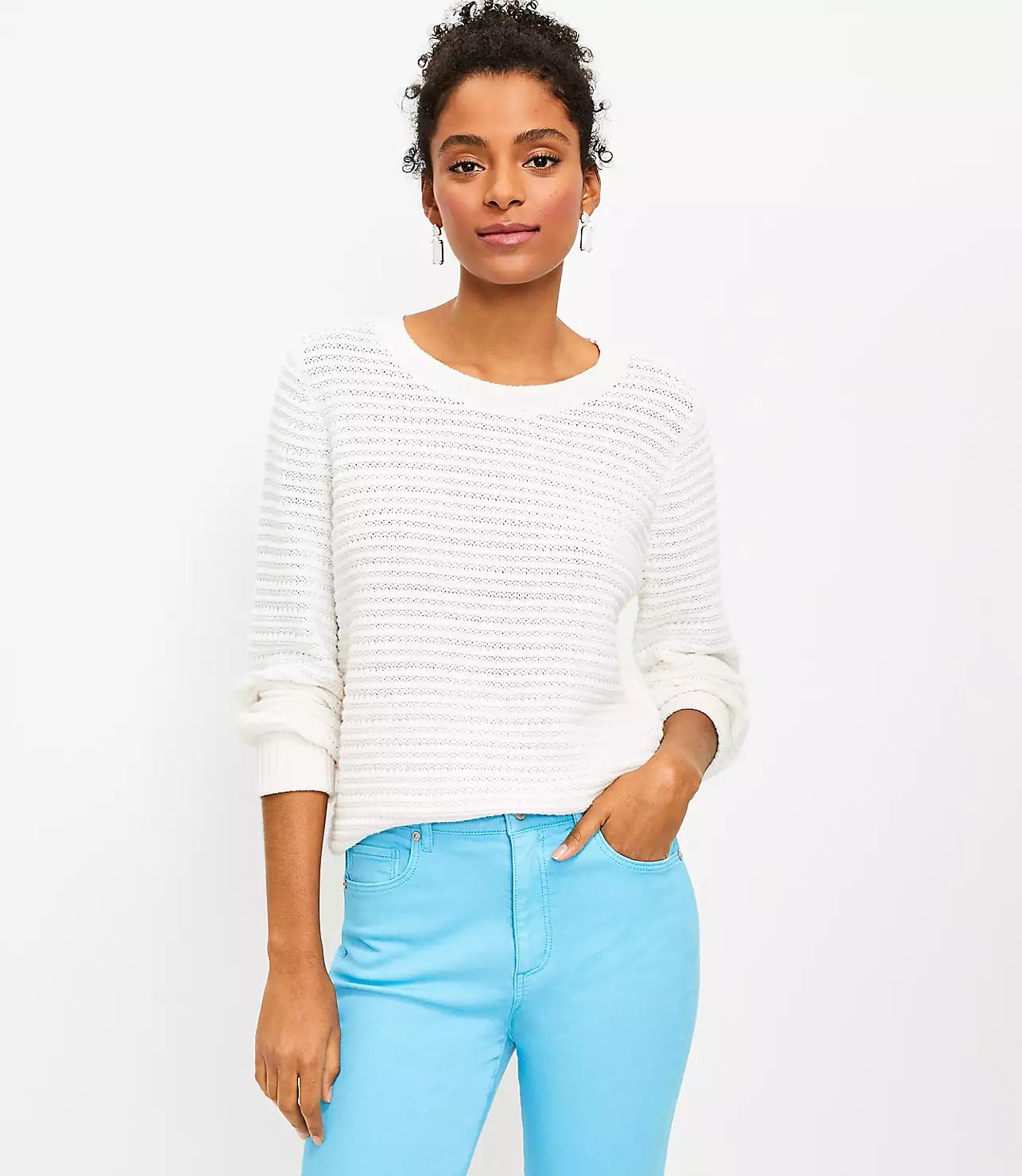 Crochet Textured Sweater | LOFT