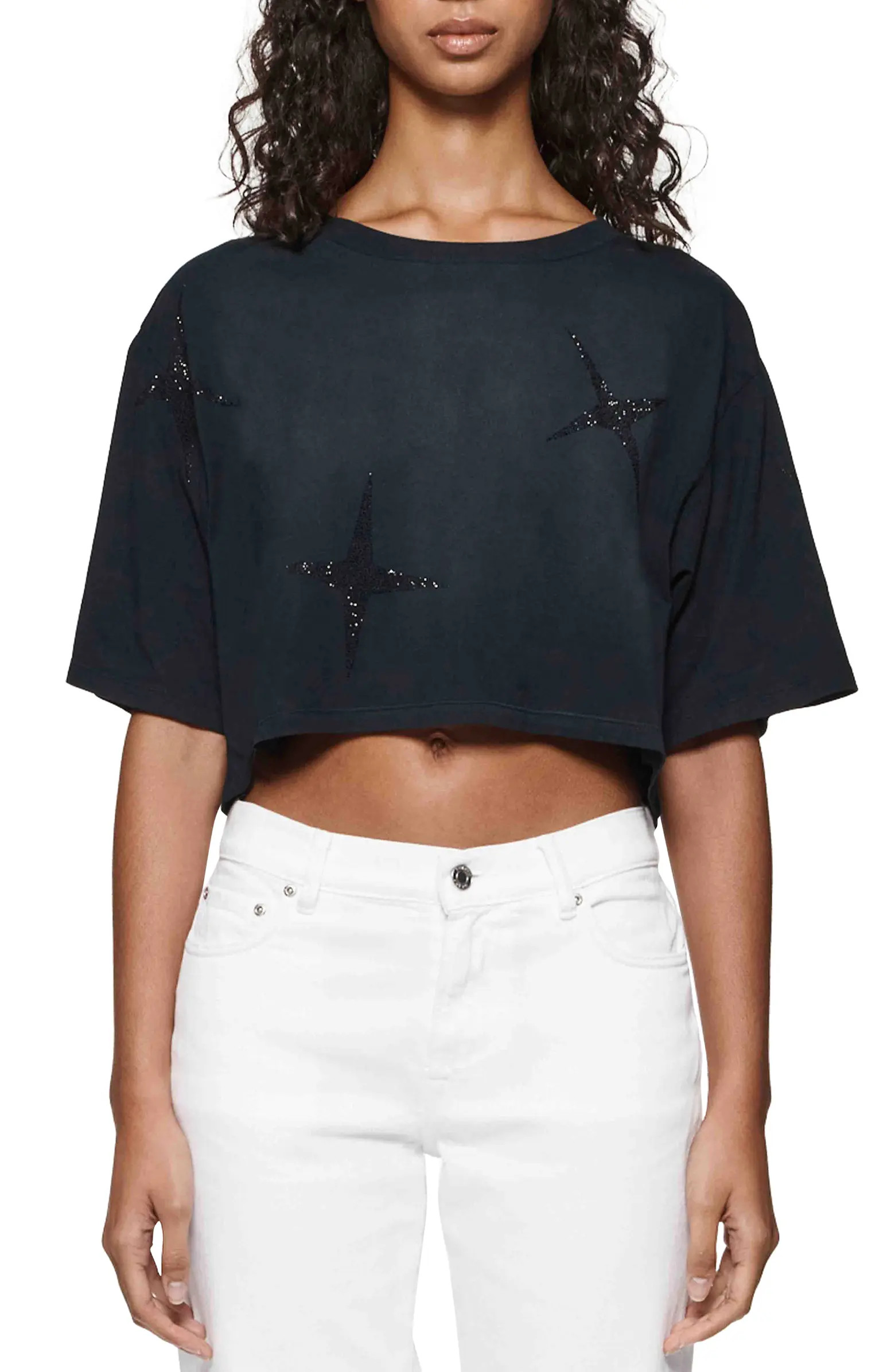 PURPLE BRAND Star Cotton Graphic Crop T-Shirt | Nordstrom | Nordstrom