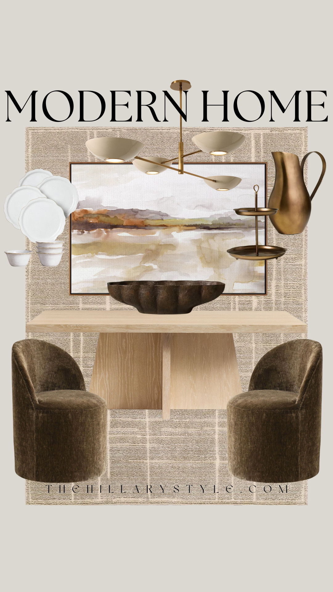 Coastal-Inspired Modern Dining Room for Spring

This stunning modern dining room concept is a masterclass in organic coastal design. The layered jute rug provides a rich texture, while the light wood table and brown velvet chairs offer a sophisticated, earthy color palette. The sculptural abstract art and modern chandelier add contemporary flair, and the addition of crisp white dishes and textured bowls keeps the space feeling fresh for spring. Perfect for stylish, relaxed entertaining. 

 #TexturedDecor #OrganicModern #SpringHomeDecor #TransitionalDesign #VelvetDiningChairs #LightWoodDiningTable #ModernChandelier #PinterestHome #InteriorDesignInspo #TheHillaryStyle 

#LTKdayinmylife #LTKSeasonal #LTKHome