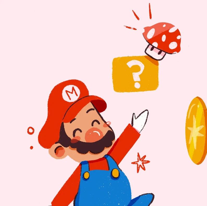 Super Mario inspired Art Print | Super Mario Poster| Retro Game Art | Gaming Illustration art pri... | Etsy (US)