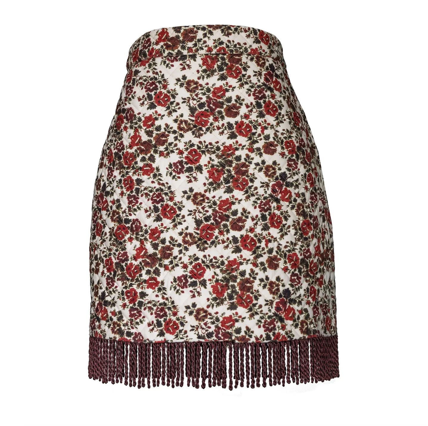 Remi Skirt, Quilted Floral Printed Velvet | The Avenue