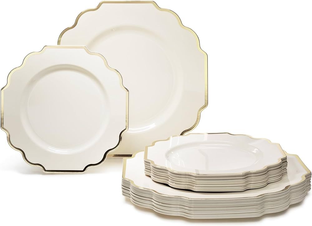 " OCCASIONS " 50 Plates Pack (25 Guests)-Heavyweight Wedding Party Disposable Plastic Plate Set -... | Amazon (US)