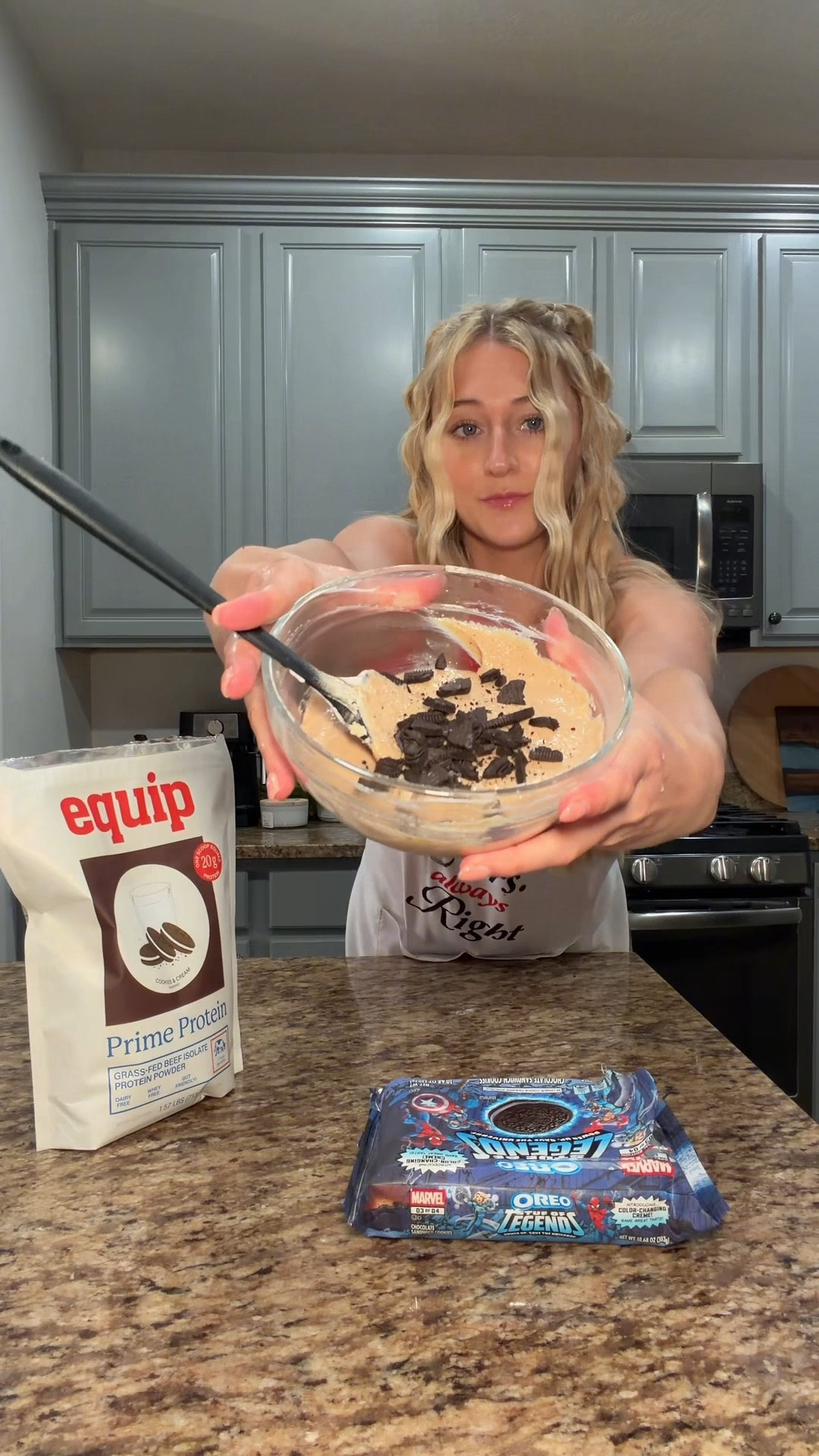 I made cookies and cream cheesecake bars before this, and it was an epic fail 😂 Thank you @equipfoods for the protein powder 💪🏼 

💬 Comment your favorite protein treat and I’ll try to make it! 

Link to recipe: https://basicswithbails.com/course/dessert/oreo-protein-cookie-dough-easy-gluten-free-recipe/?utm_source=Pinterest&utm_medium=organic#recipe