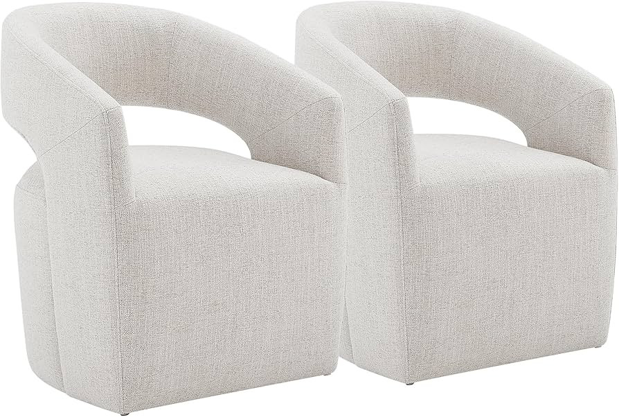 Upholstered Dining Chairs with Casters No Assembly Modern Barrel Armchair with Rollers for Dining... | Amazon (US)