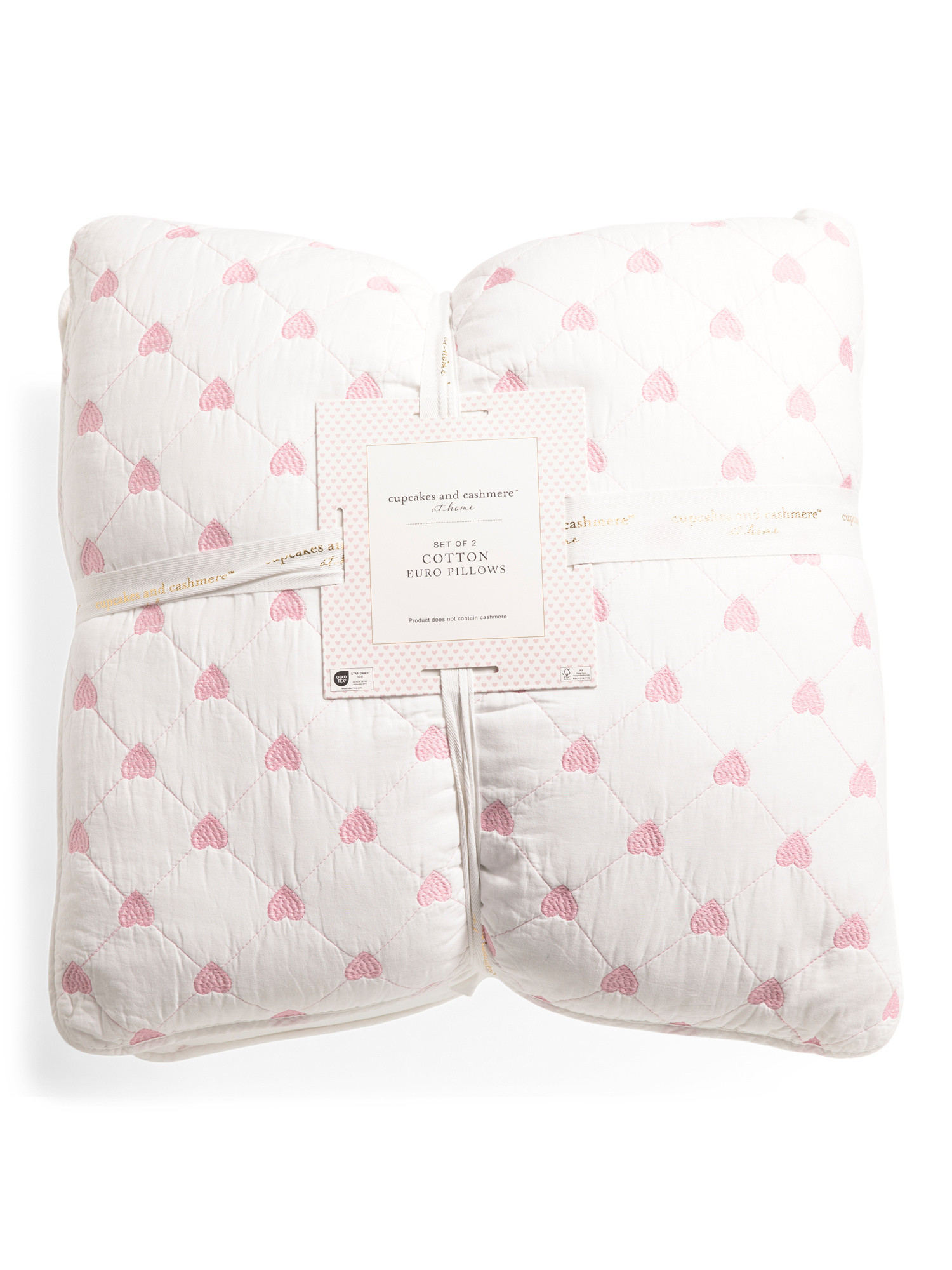 Set Of 2 Pink Heart Euro Pillows | TJ Maxx