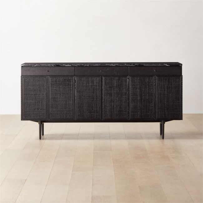 New England 71" Black Ebonized Oak Wood Console Table by Paul McCobb | CB2