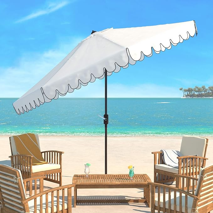 SAFAVIEH Outdoor Venice 11-Foot Round Crank UV Protected Umbrella | Amazon (US)