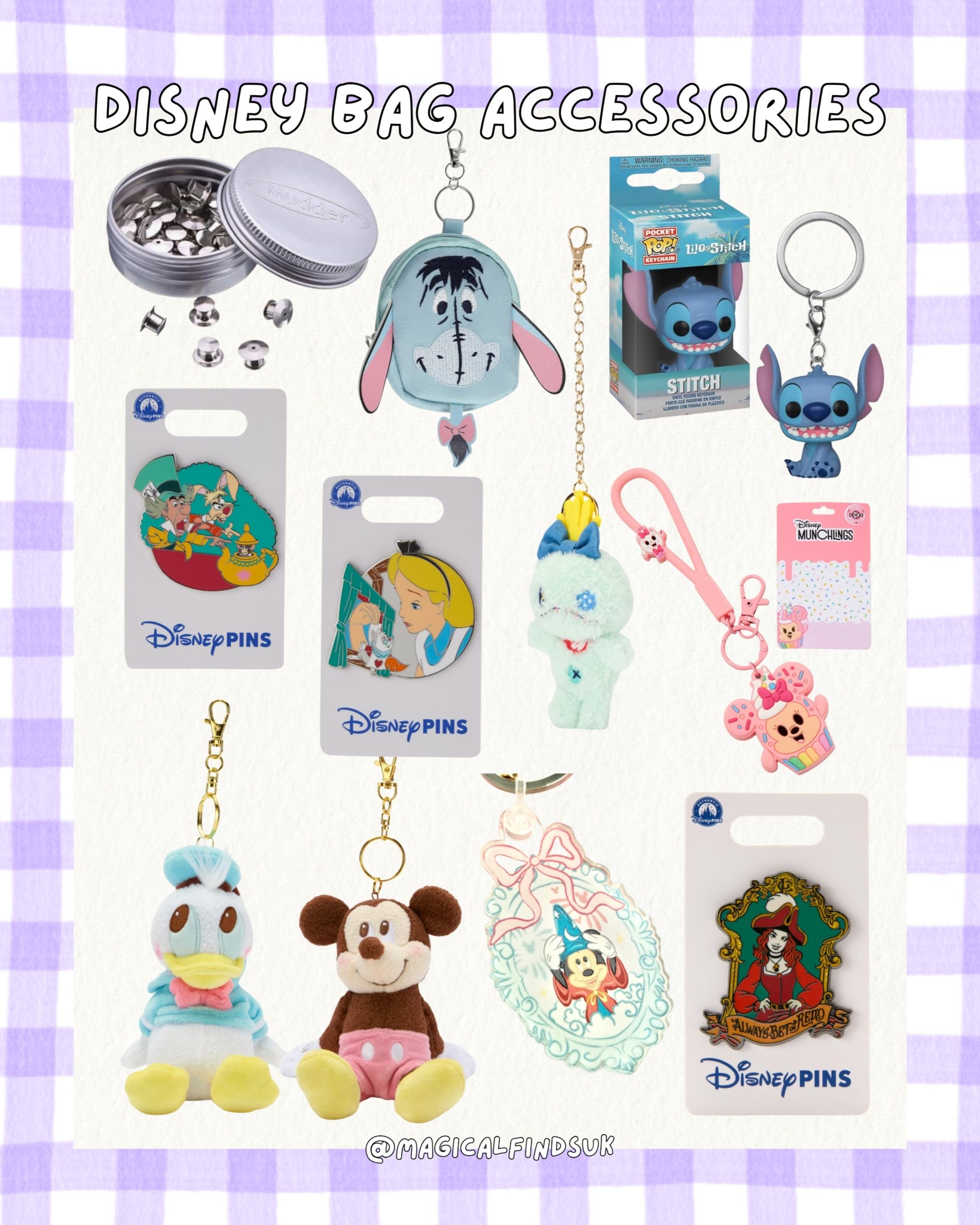 Disney accessories! Bag charms, keychains and pins 😍💗🎬✨