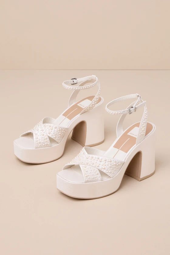Wessi Vanilla Pearl Platform Ankle Strap High Heels | Lulus