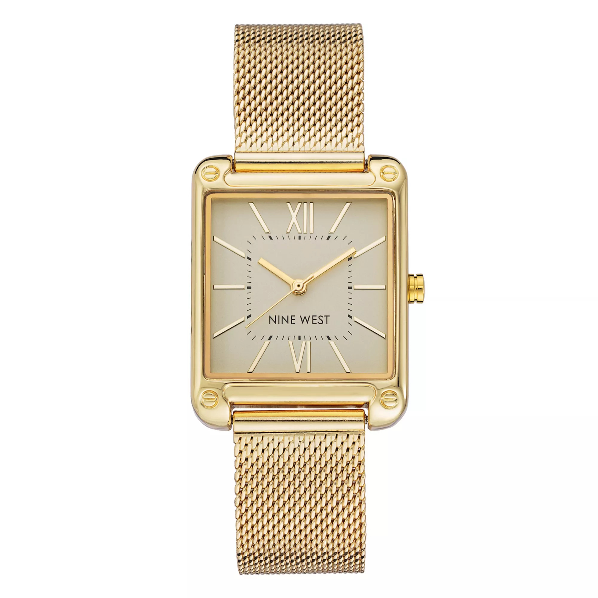 Nine West Women's Gold-Tone Rectangle Dial Dress Watch, Size: Small, Rose Gold Tone | Kohl's