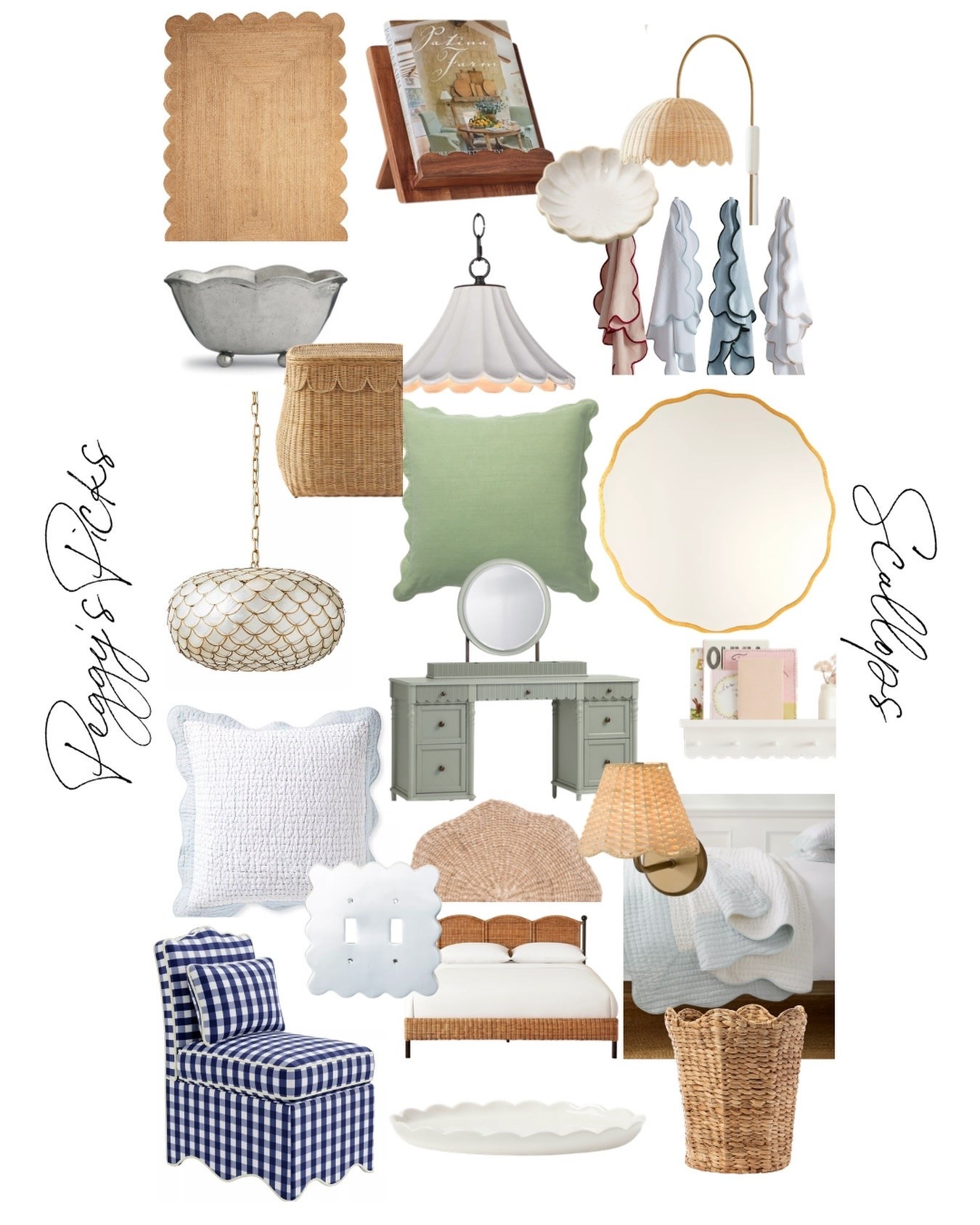 Scallops are going out of style?

I say no. Never. 😂

Scallops have been around far longer than any recent trend cycle, and when they’re used thoughtfully, they bring exactly what I love to a room: softness, charm, movement, and just a little bit of whimsy.

From scalloped lampshades and trays to upholstery, bedding, mirrors, and architectural details, they’re one of those classic shapes that can feel playful or sophisticated depending on how you use them.

The key is not covering your entire house in scallops. 😉 One or two well-chosen details can add personality without making a room feel overly trendy.

I rounded up a whole collection of favorite scalloped finds (including many in this collage!) in this month’s newsletter’s.

Join our email list and get the full edit delivered to your inbox soon, or comment SHOP for the LTK link!

Tap the 𝐥𝐢𝐧𝐤 𝐢𝐧 𝐛𝐢𝐨 𝐭𝐨 𝐬𝐮𝐛𝐬𝐜𝐫𝐢𝐛𝐞. 🤍🐚 

#peggyhaddadinteriors #ScallopedDecor #TraditionalInteriors #LayeredInteriors #InteriorDesignInspiration PeggyHaddadInteriors