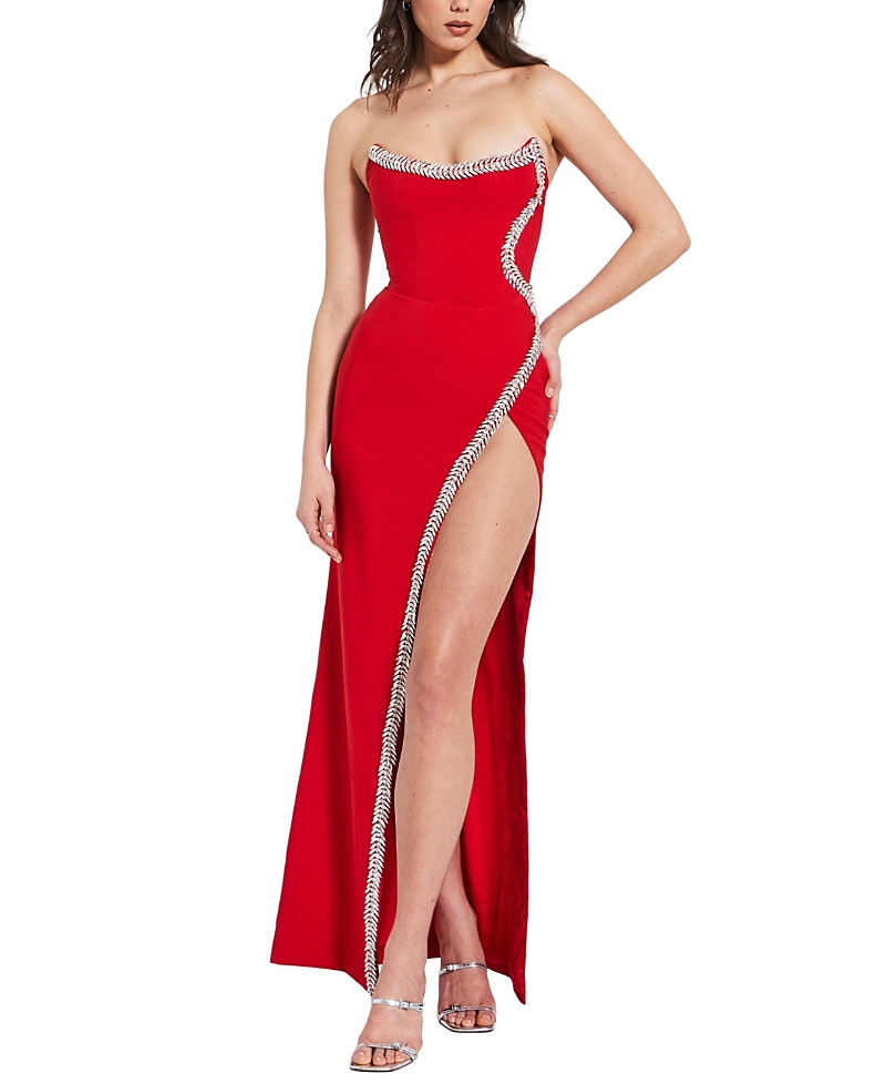 Miss Circle Xoana Strapless High Slit Crystal Embellished Gown | Bloomingdale's (US)