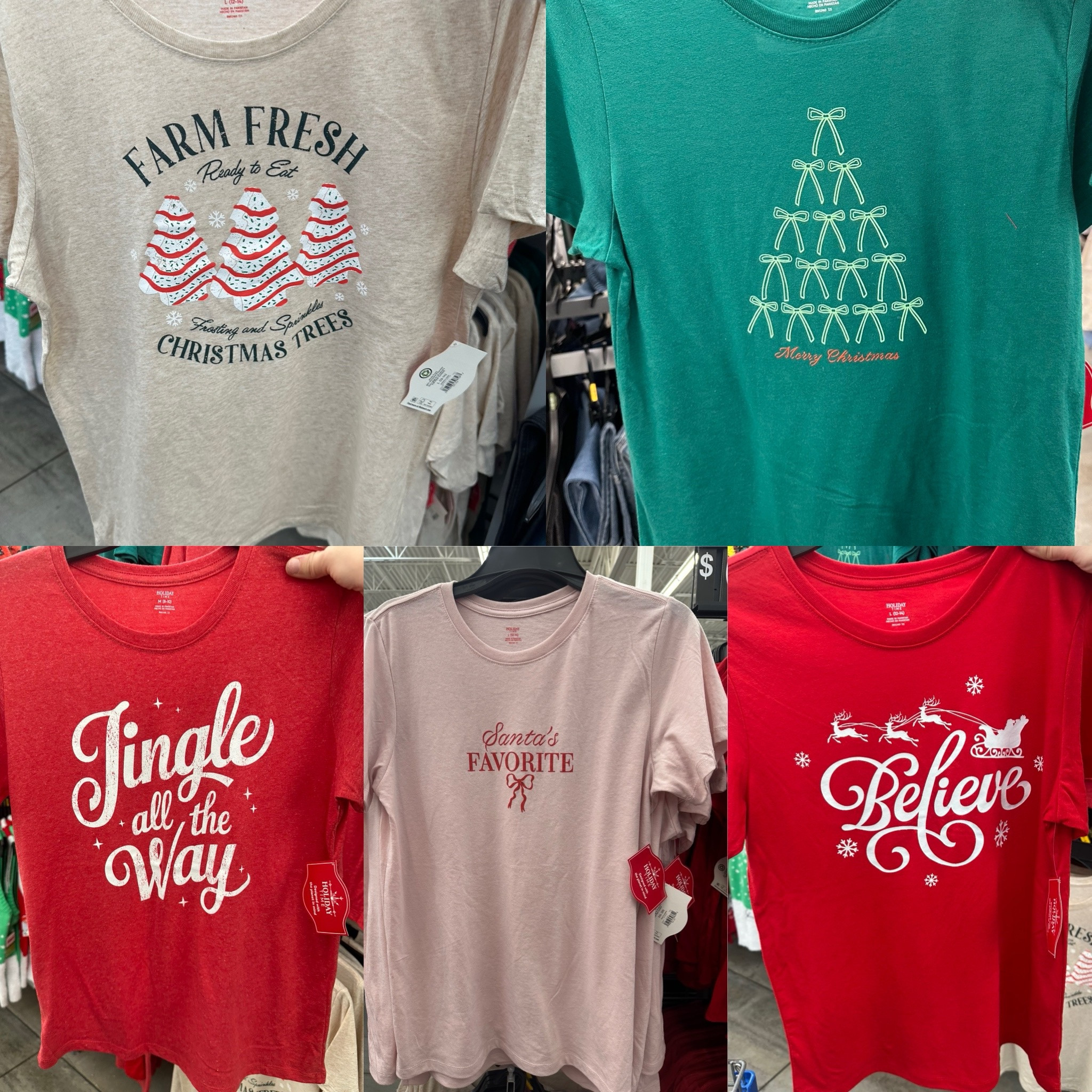 These tees are SO cute and all less than $7 right now at Walmart! 🤯 RUN! 🛒 

#holidayshirt #graphictee #womens #christmas #christmastreecakes #bows 

#LTKSeasonal #LTKHoliday